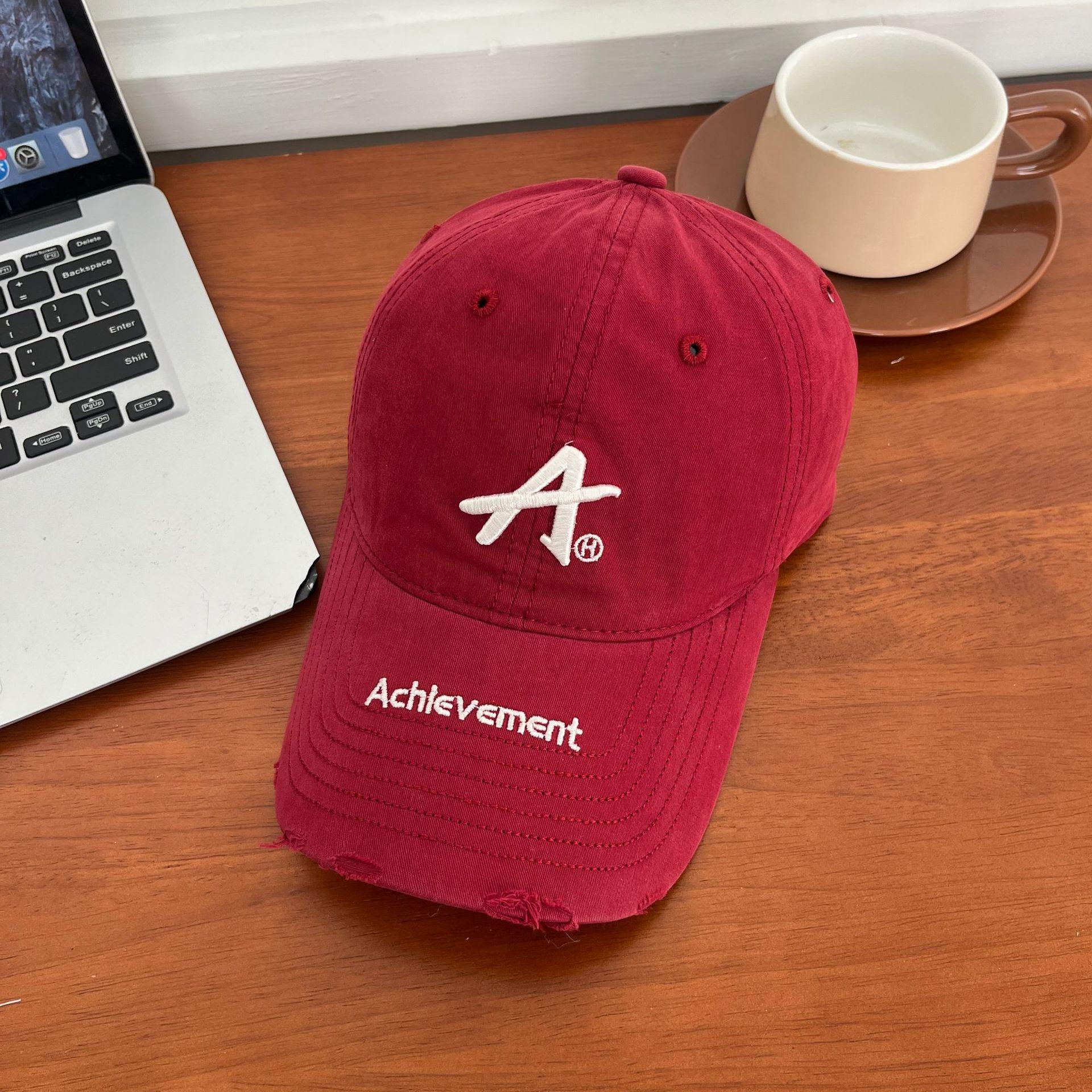 

Наружная кепка весна-осень 2025 года с вышитым алфавитом, универсальная кепка для студентов и пар, мужская кепка с козырьком M（56-58cm） бордовый