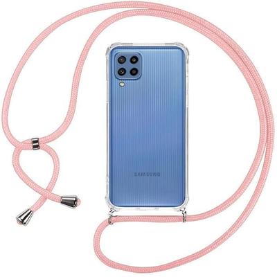 Hülle - BOOLING - für Samsung M32/A22 4G - Transparent - Flexibel - Rosa Kordel