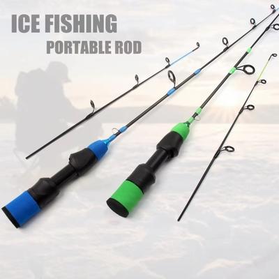 55cm Carbon Fiber Ice Pole Ice Fishing Rods Short Spinning Rod Portable Ice Fishing Outdoor Fishing Winter Season Shrimp Fishing
