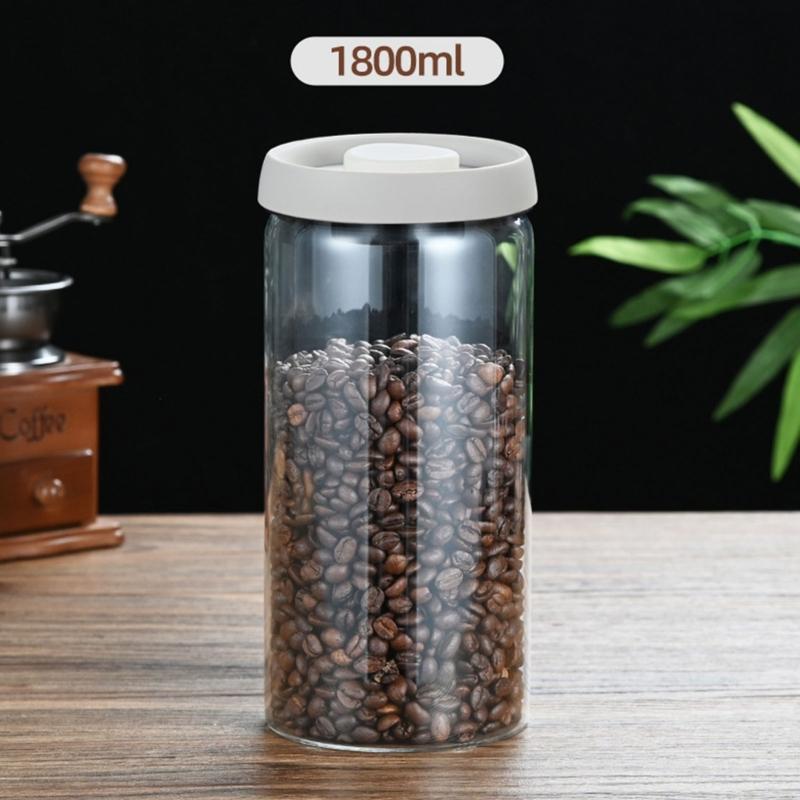 Glass Coffee Storage Jar with Sealed Lid and Broad Opening, Clear Countertop Holder for Daily Home Coffee Storage