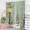2pcs 2D flat printing Fashionable Christmas Curtains Christmas Snowy Church Street Lamp Digital Printed Polyester Drapes Festive