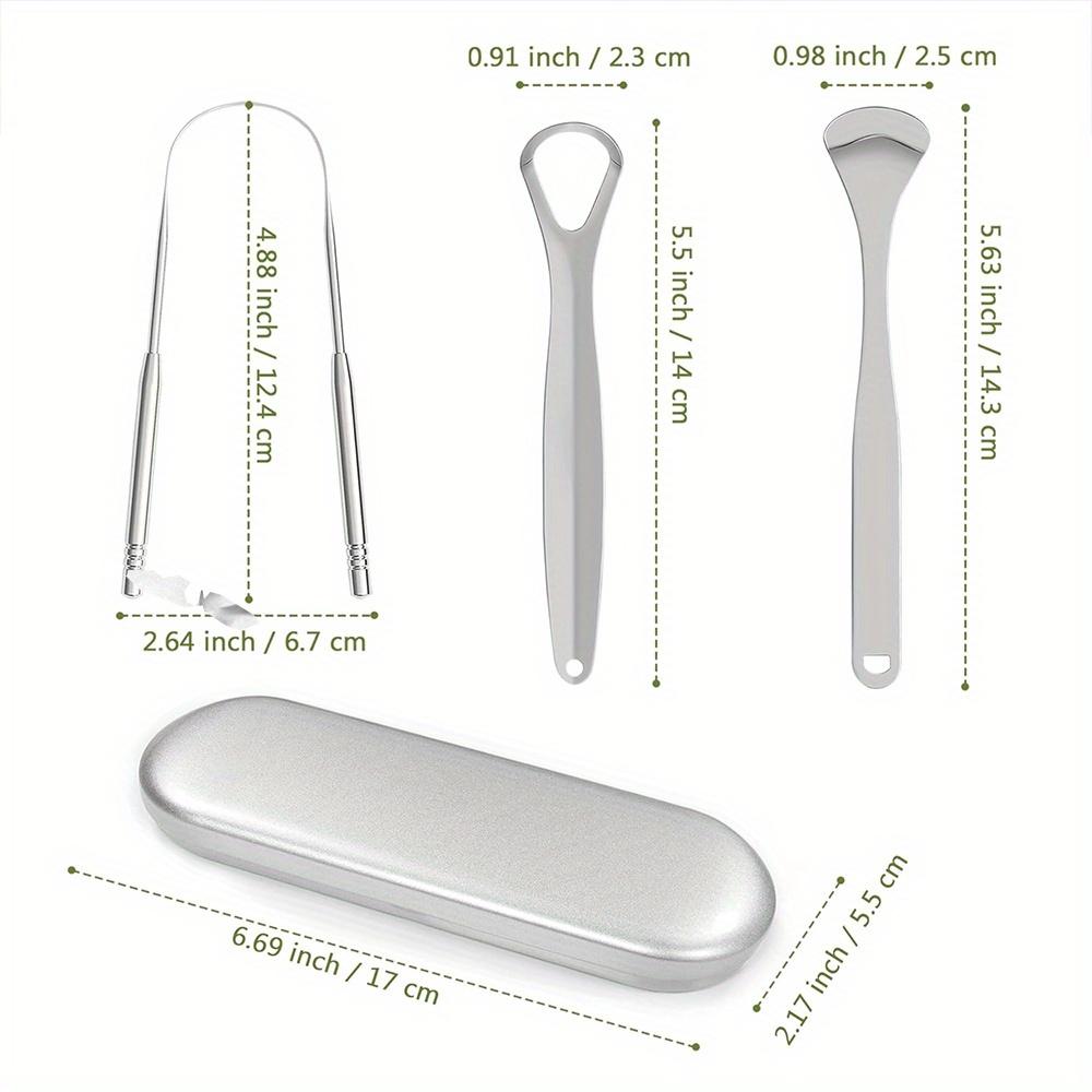 Premium Stainless Steel Tongue Scraper Cleaner Set Fresh Breath Cleaning Coated Oral Hygiene Tool Portable Travel Handy Carry