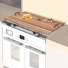 Acacia Wood Stove Top Cover W/ Gold Handles, Modern Rectangular Kitchen Countertop Protector - Max Load 20kg/44lbs, 29x21x0.5 In