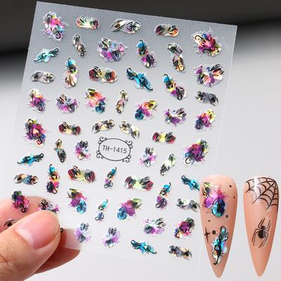 Nail Art Sticker Diablo Series European And American Halloween Laser Spider Scorpion Thin Fortitude Back Glue Nail Sticker