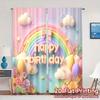 2pcs   2D FLAT PRINTING Curtains (Without Rod) Rainbow Celebration Popular Curtain Fabric Semi-Sheer Curtains Room Decor for