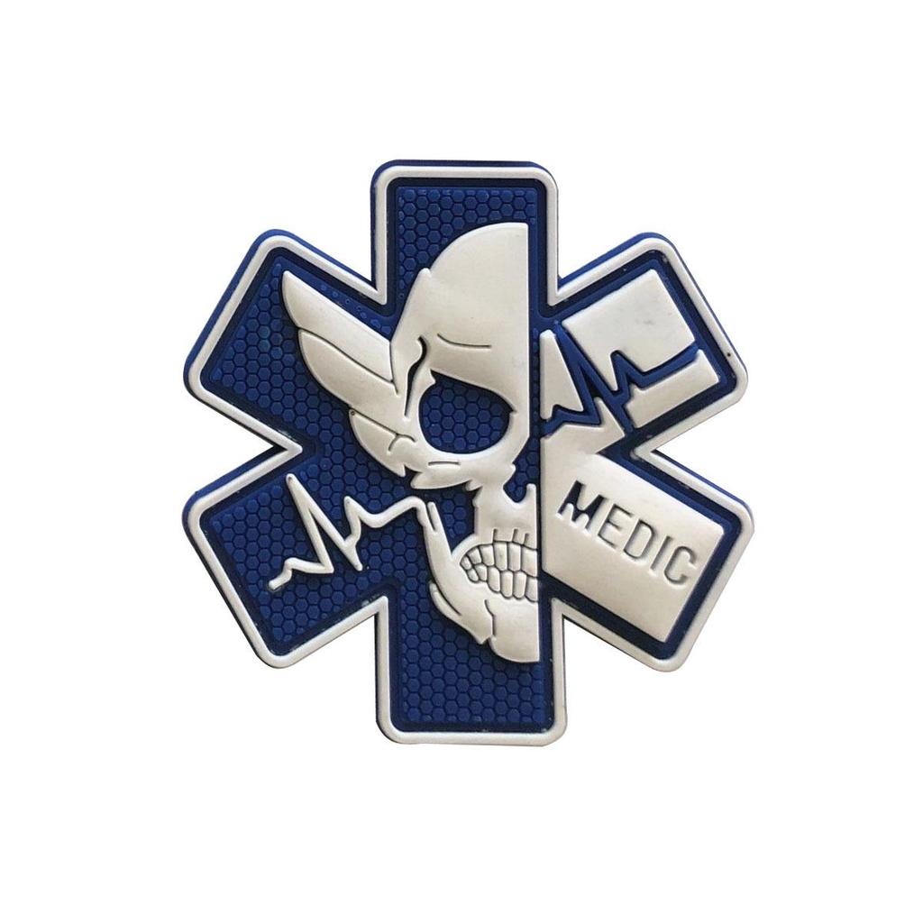 Patch de Braçadeira Médica Esqueleto MEDIC Disponível: Gancho e Laço, À Prova d'Água, Distintivo de PVC Lavável