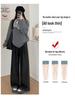 High-Waisted Fleece-Lined Plaid Wide-Leg Pants for Women, 150 Petite, Slimming Casual Autumn/Winter Wear