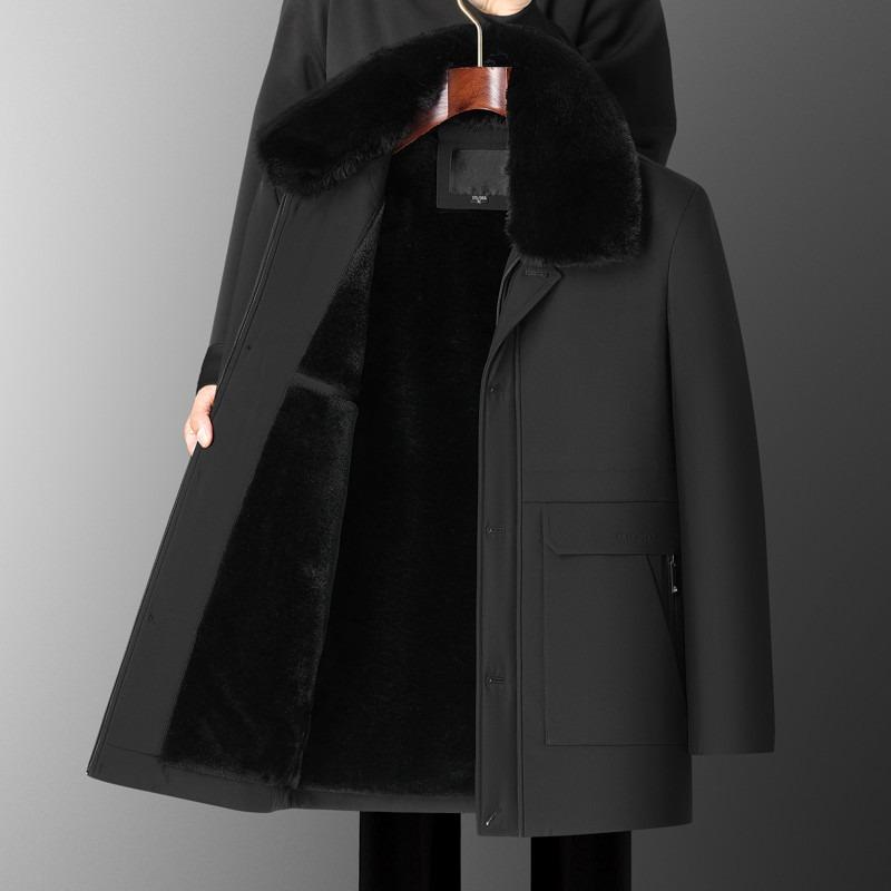 Winter dad velvet thickened warm padded jacket big board father loose padded jacket men middle-aged middle-aged long padded jacket