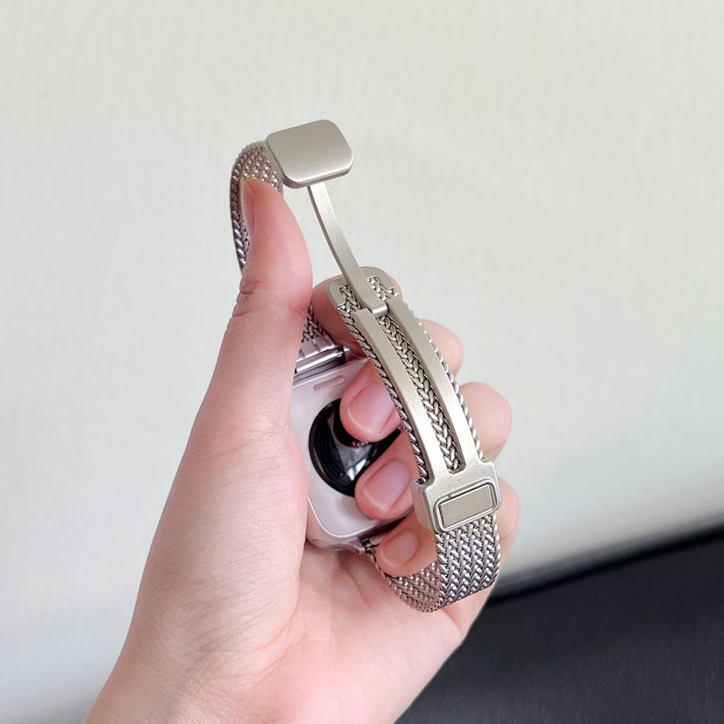 Magnetic Folding Buckle Metal Strap for Xiaomi Watch 10 9 8 Stainless Steel Slim Band for Miband 10 9 8 NFC Smartwatch Bracelet