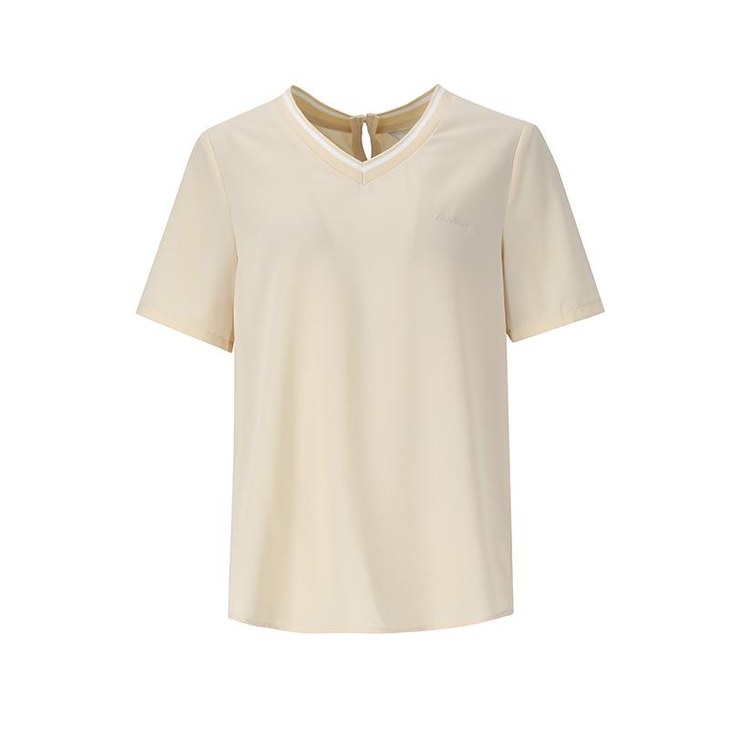 Visit In New York V-Neck Short Sleeve Blouse (Vz5Ss72) Beige(25)/055