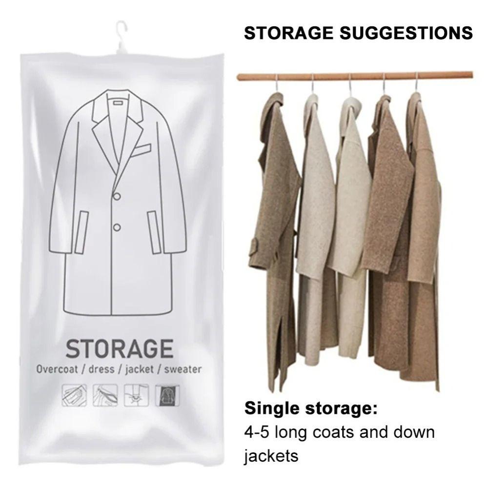 Transparent Vacuum Compression Bag Hang Hook Vacuum Seal Storage Bag  Suits/Dress/Jacket