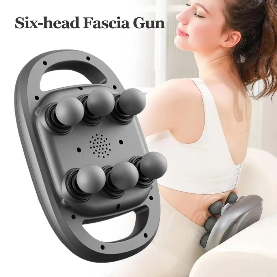 Fascia Gun Muscle Massager Gun Six Heads High Frequency Neck Waist Massage Machine Neck Shoulder Professional Fascia Massage Gun