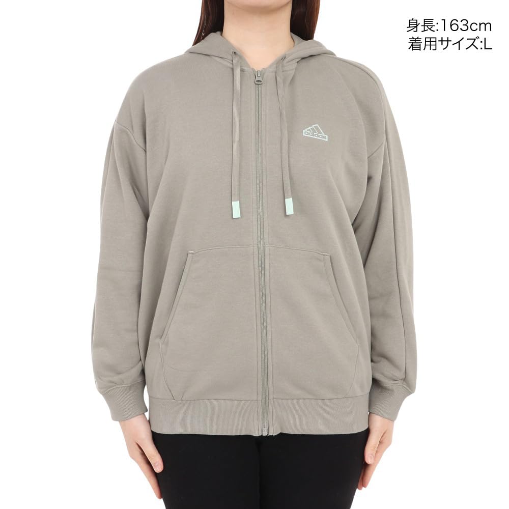 Adidas Word Sweatshirt JSY18 Silver Pebble Size M Women's Full-Zip Hoodie, (IM8737),