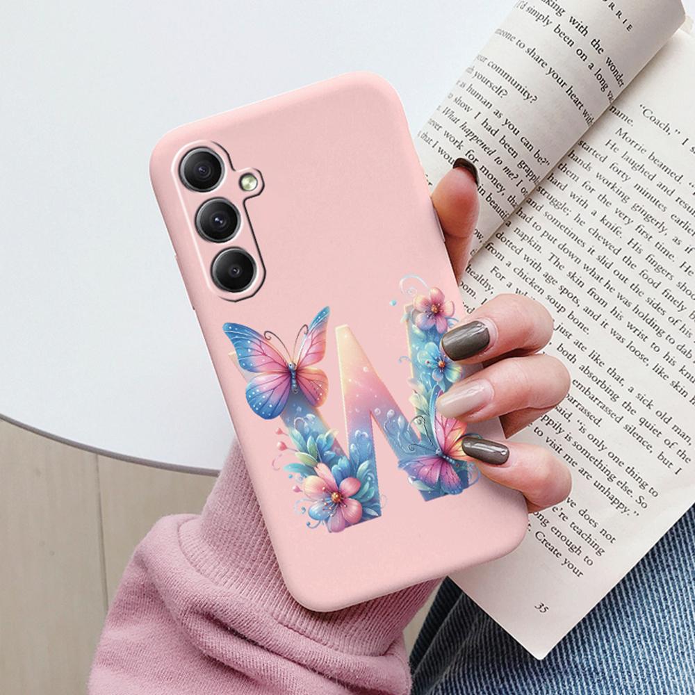 Phone Case For Samsung Galaxy A15 A25 A35 A55 A13 Colorful Letter Love Flower Butterfly Women INS Shell Fundas Bumper Soft Cover