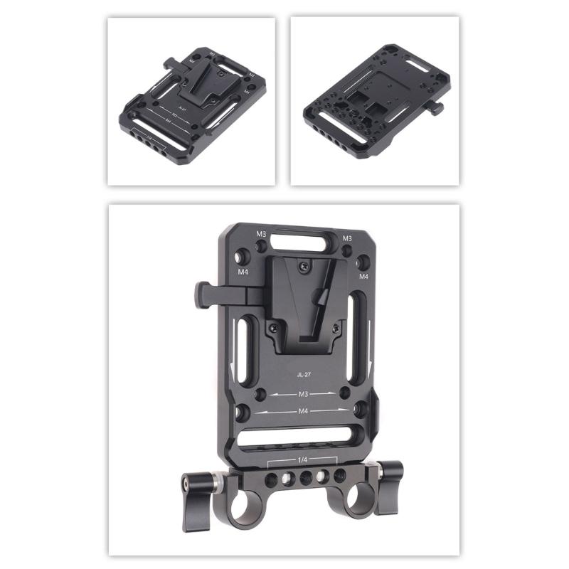 Quick Install Battery Clamp with V Type Design for 15mm Rails Easy Tool Less Mounting for Camera Accessory