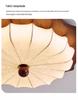 Walnut Wood Grain Wabi-Sabi Bedroom Ceiling Light, Retro Fabric Design, Atmospheric Eye Protection Fixture