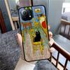 Cartoon Animal Black Cat Oil Painting Phone Case For Xiaomi Mi 5X 8 9 10 11 12 Lite Pro 10T PocoX3pro PocoM3 Note 10 Pro Lite