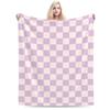 Scacchiera a Quadri Modello a Quadri in Lilla Chiaro Viola Rosa Coperta Morbida Calda Coperta Plaid in Flanella Biancheria da Letto per Letto Casa Divano