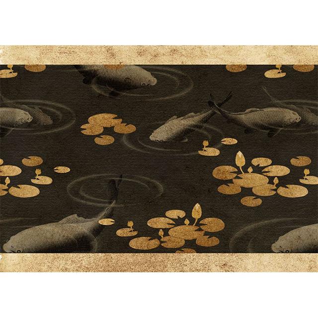 Kina Koi Cyan Gyotaku Välsignelse Tryck Affisch Kanvasmålning Modern Väggkonst Bilder För Vardagsrum Sovrum Heminredning
