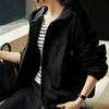 Light Anti-wrinkle Memory Fabric Casual Short Hooded Jacket Outdoor Trench Coat Jacket Women's Black Spring New