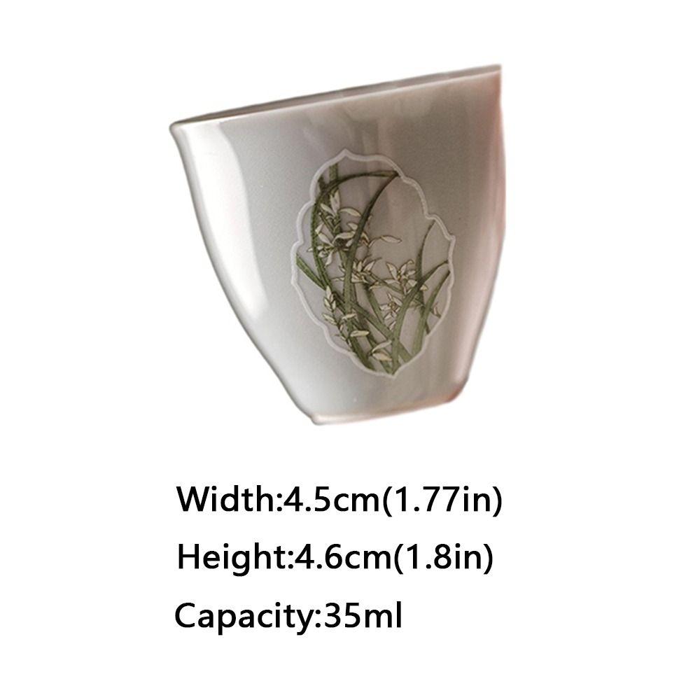 Orchidej Keramický šálek na čaj Retro Čína Porcelánová čajová miska Čajové nádobí Celadon Kung Fu Kancelář na čajový šálek