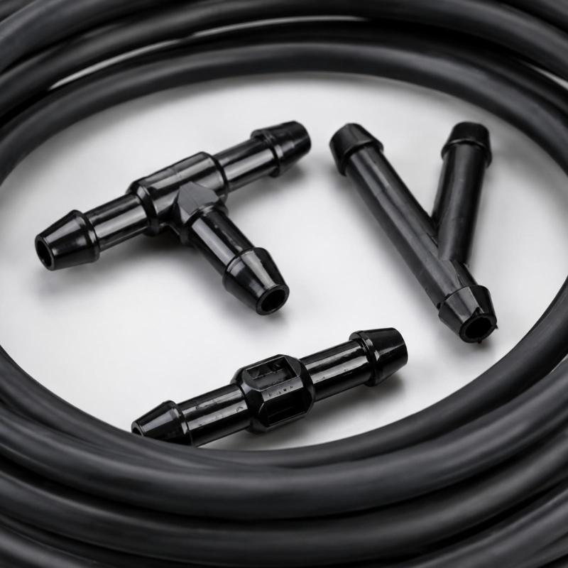Washer Fluid Hose Repair Kit with Custom Length Rubber Tubing, Washer Nozzles and Nylon Branch Fittings for Windshield Hose Replacement