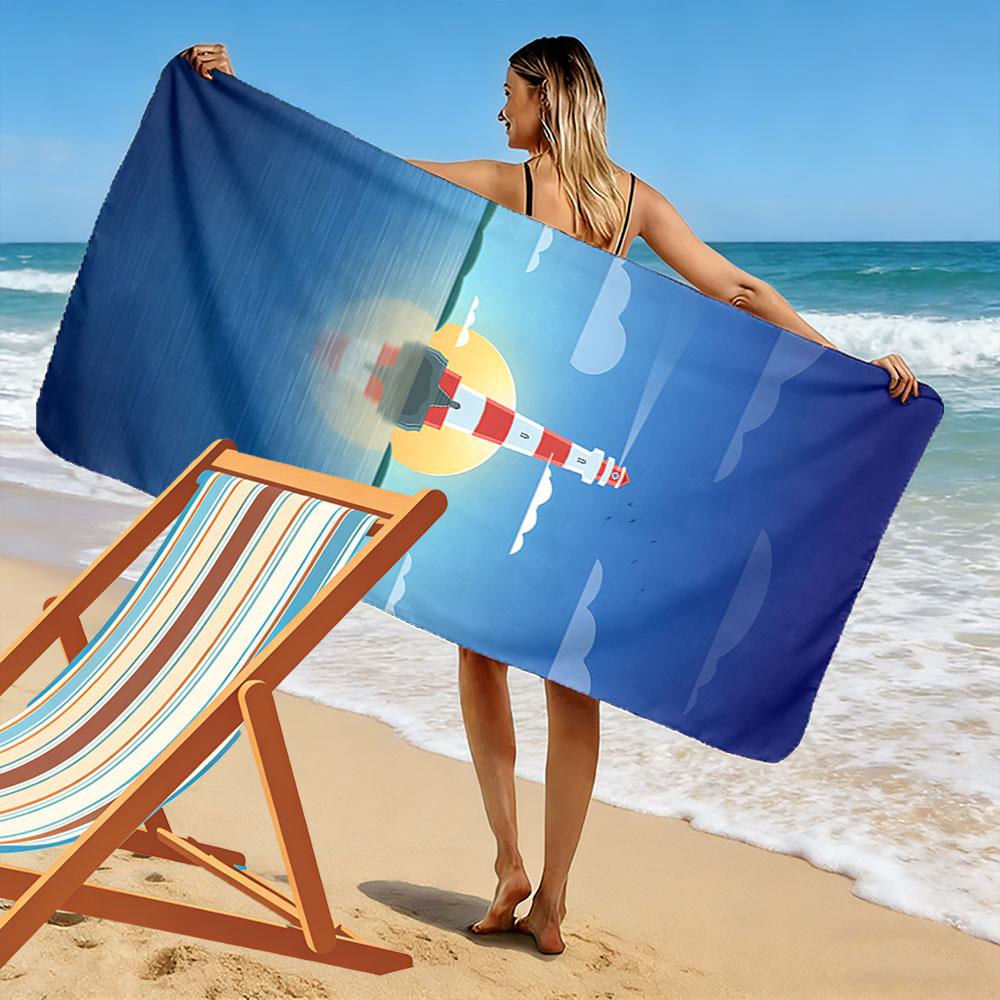 Lighthouse Sunset Scenic Print A must-have beach towel for beach travel