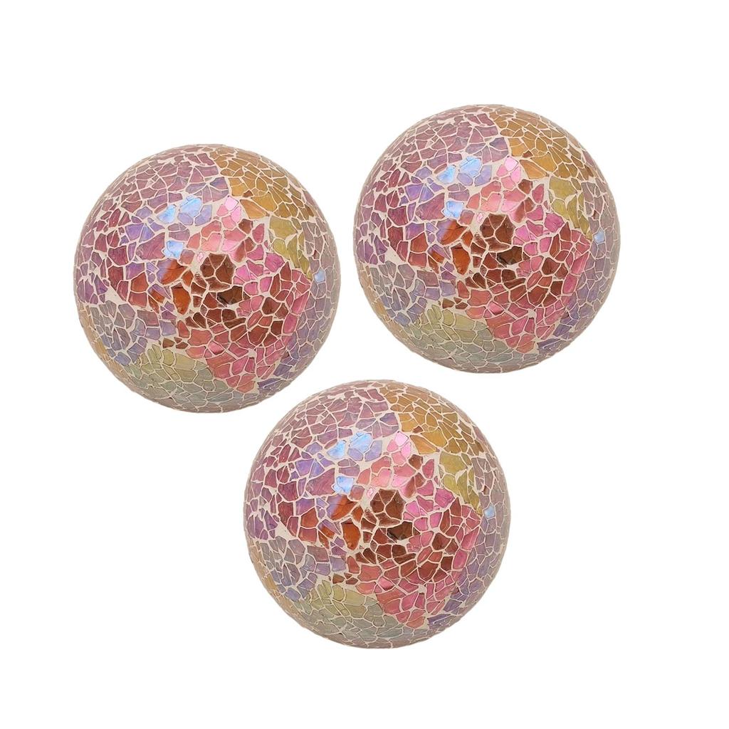 3x Mosaic Sphere Balls Diameter 8 cm Statue Sculpture Desktop Ornament for Bowls Coffee Table Living Room Fireplace Bedroom