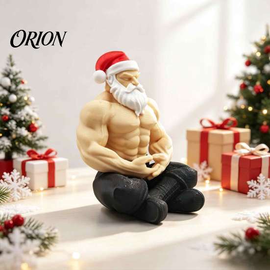 Humorous Christmas Gifts Strong Muscles Santa Claus Ornament, Muscle Lines And Beard Decor, 3D Printed Funny Whimsical Accents Decoration, Durable