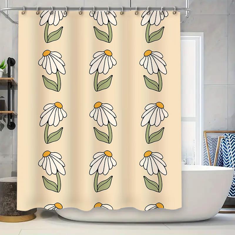 

Vintage Floral Print Shower Curtain Decor White Green Flower Design for Bathroom Window Treatment Home Decoration 90x180cm