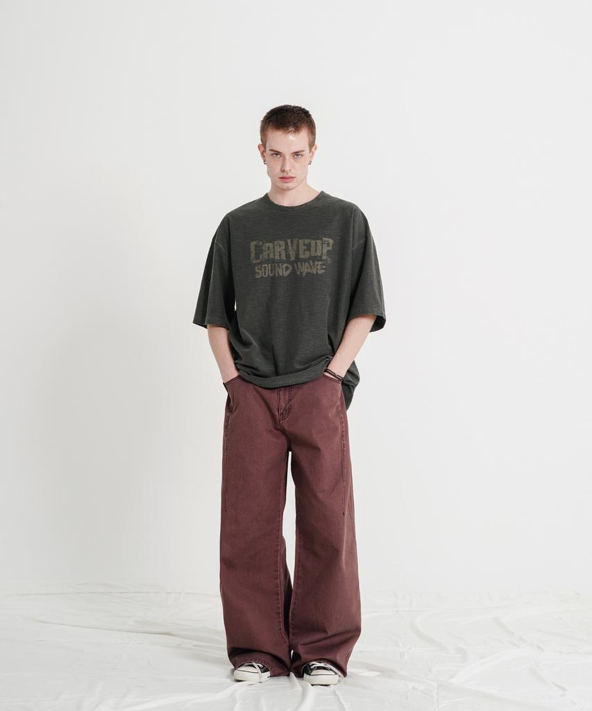 EZKATON Cos Washed Cotton Pants Burgundy Kmlp6881