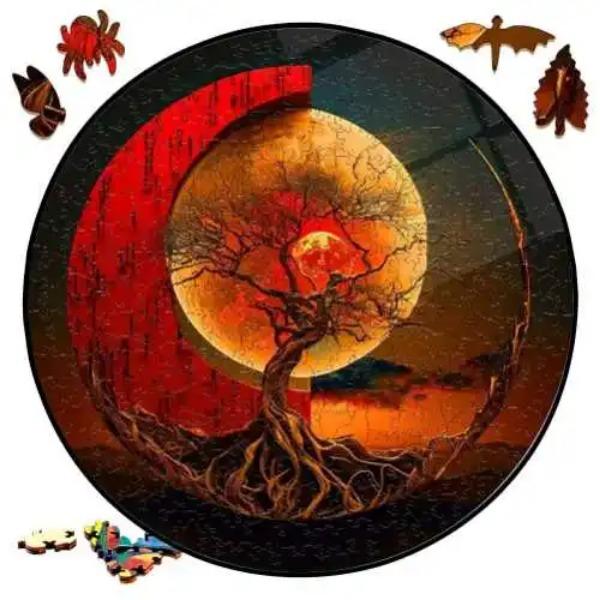 Earth Scenery Round Wooden Puzzle Art Unique Shaped Pieces Wooden Toys for Adults Perfect Christmas birthday Landscaping Gift