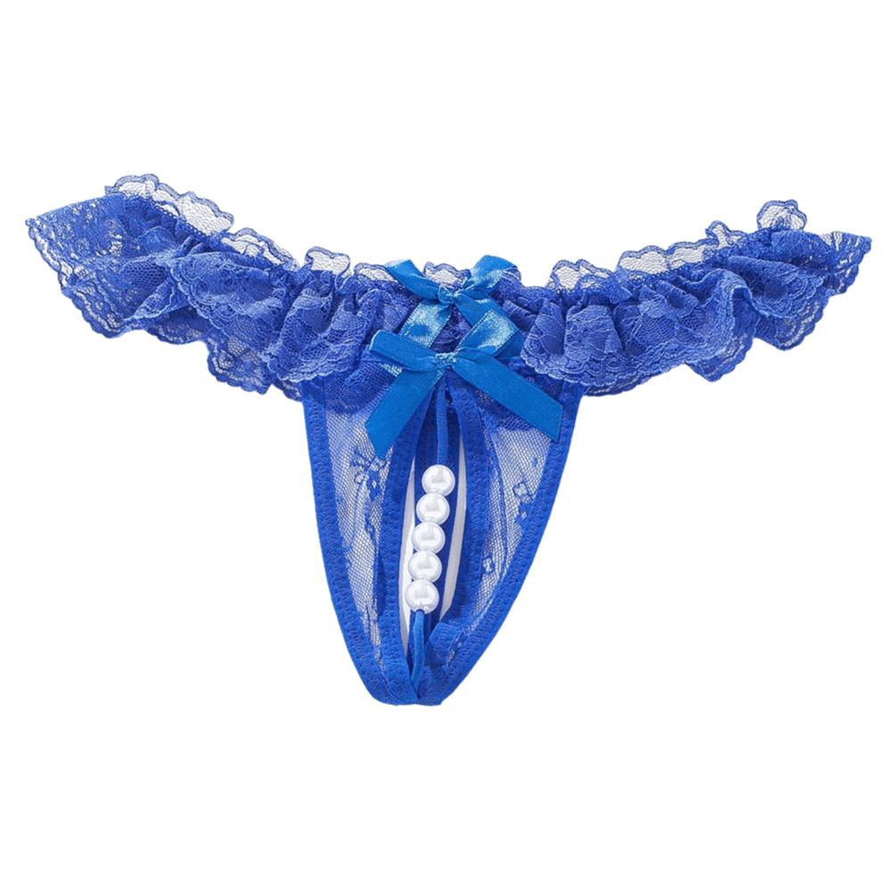 Mesh Hollow Lace Pearl Panties Low Waist See-through Thong Fashion Underwear for Women  Gifts