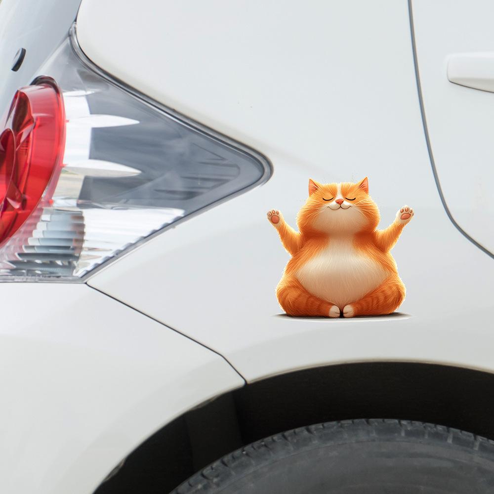 Cartoon Sleeping Kitten Glass Car Beautification Decoration Stickers