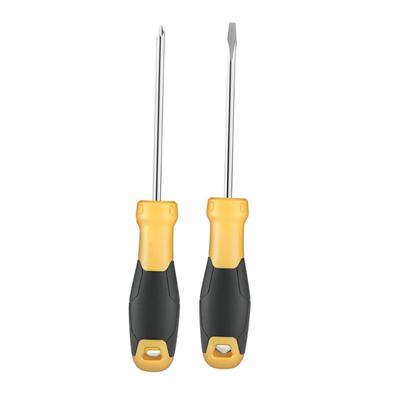 Juego de Destornilladores Magnéticos de 2 Piezas Destornillador de Alta Resistencia Cabeza Plana y de Cruz Kit de Herramientas Manuales de Reparación Destornillador Multipropósito