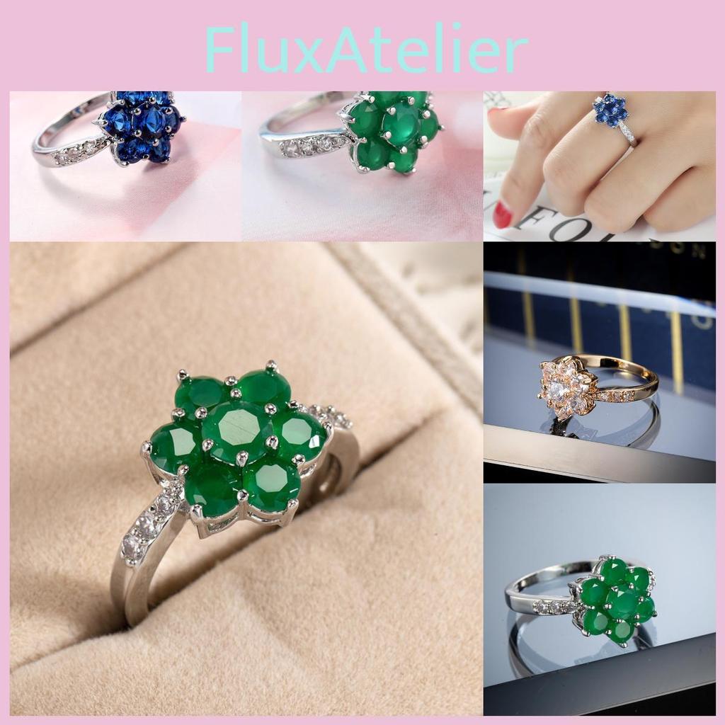 Zirconium Pink Blue Ring Copper Base Gold Plating Conscious Decoration Women
