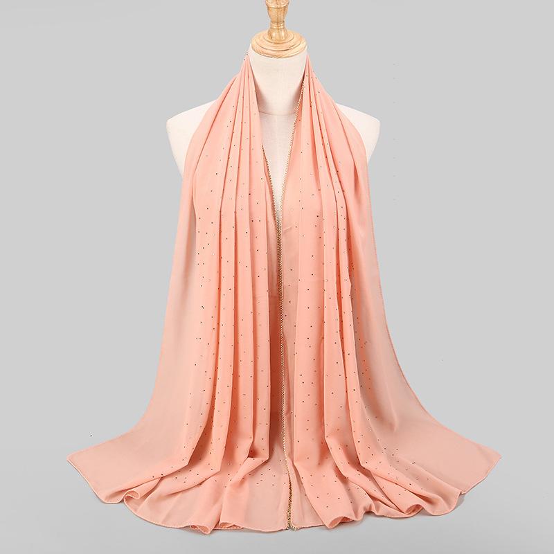 Diamond Chain Chiffon Hijab Scarf Veil Long Shawl Head Scarf Headwraps Hoofddoek Islamic Turban Shawl For Women Muslim Hijabs