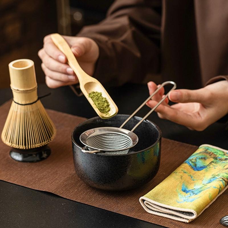 Set Of 8 Ceramic Matcha Bowl Including Wooden Whisk Modern Japanese Matcha Preparation Tool Teaware Accessories