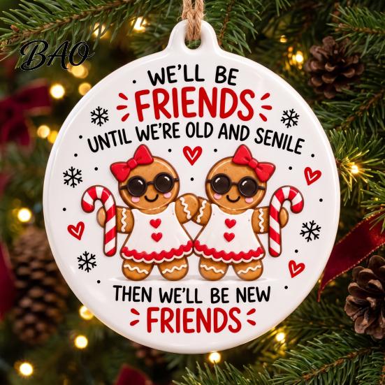 Festive Indoor Outdoor Ornaments Funny Friendship Christmas Pendant, Durable Acrylic Hanging Ornament, Creative Xmas Pendant for Holiday Party