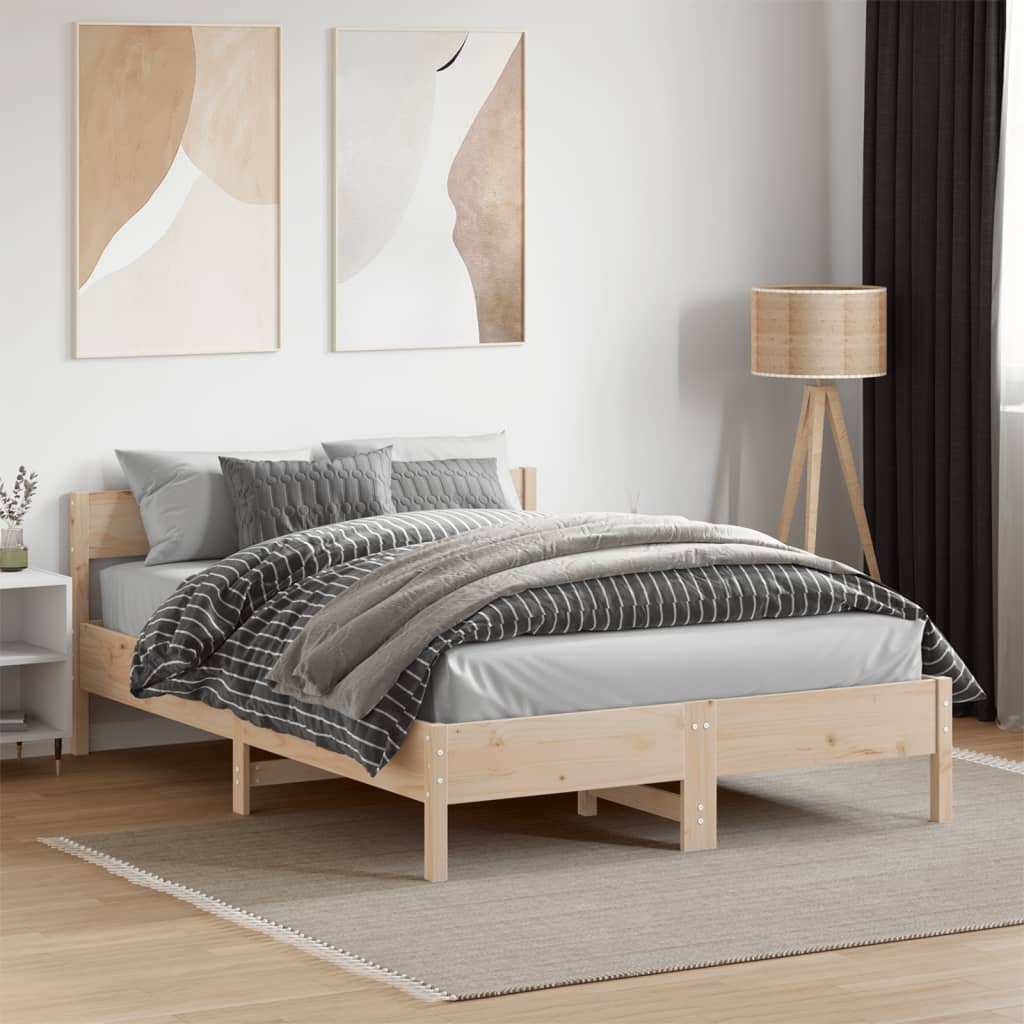 Vidaxl Bed Frame Without Mattress, 120X190 Cm, Solid Pine Wood