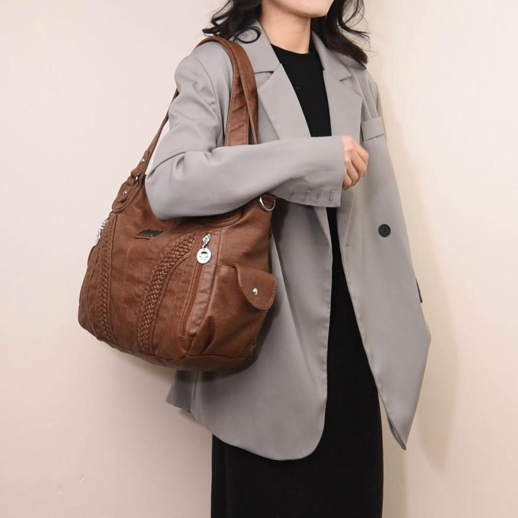 Τσάντα tote μεγάλης χωρητικότητας Ρετρό τσάντες ντιζάιν Μαλακό Pu δερμάτινο με πολλές τσέπες casual ανδρική τσάντα χιαστί ώμου