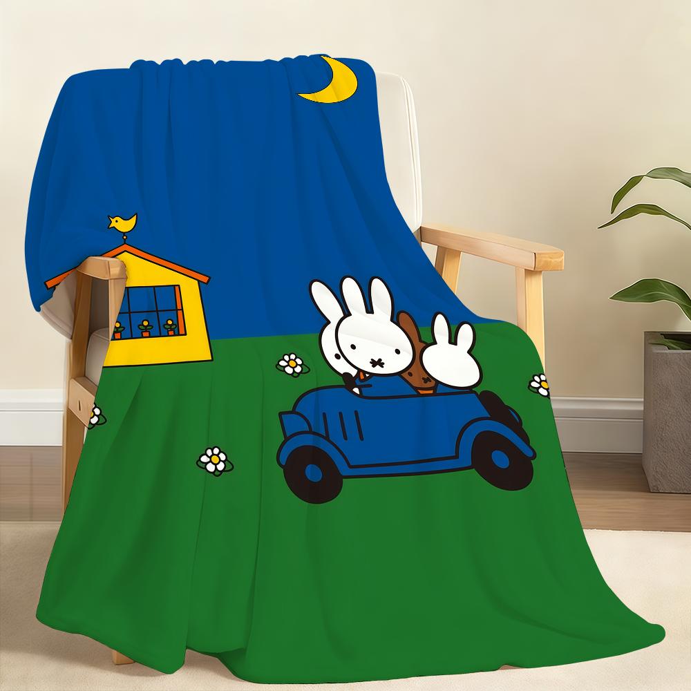 Kawaii M-Miffy Blanket Soft Throw Blanket for Home Bedroom Bed Sofa Picnic Travel Office Rest Cover Blanket Gift