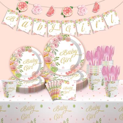 Spot Summer Fruit Series Party Tableware Grapefruit Gender Reveal Girls Party Set Disposable Paper Plate