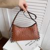 New Ostrich Patterned Shoulder Bag for Women, Niche Design, Circular Punk Armpit Bag, Commuting Small Bag