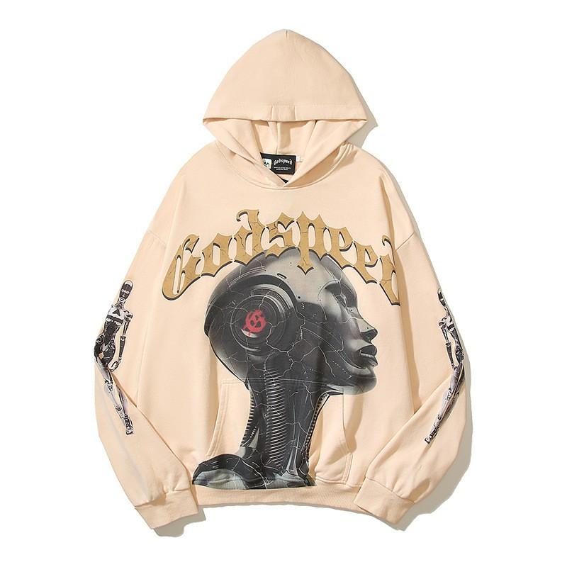 Godspeed 2025 Fall Winter Cotton Hoodie Streetwear Oversized Graphic Print Sweatshirt Men