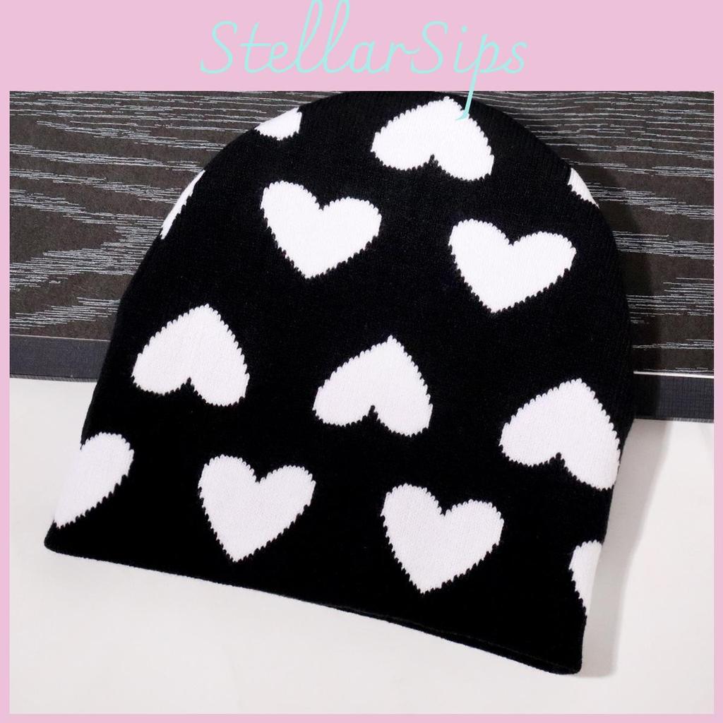 Knit Hat For Women With Heart Shape Design Autumn Winter Fashion Cozy Accessory