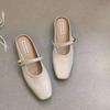 Flat-bottomed bag head half slippers women's summer wear 2025 new one-pedal silver single shoes pregnant women cool slippers Muller shoes
