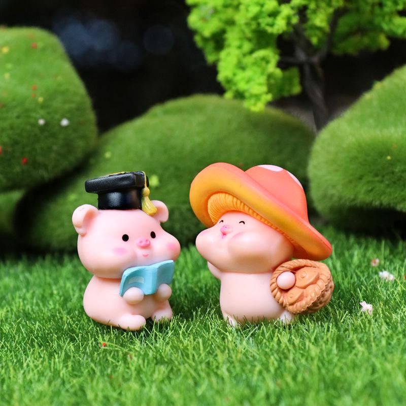 Pink Moon Pig Plushie Blind Box: Mini Pig Figurine and Accessory for Desk or Car