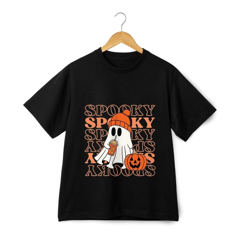 Spooky Ghost Graphic T-Shirt - Pumpkin Halloween Streetwear Unisex Tee Unisex T-Shirt XXL