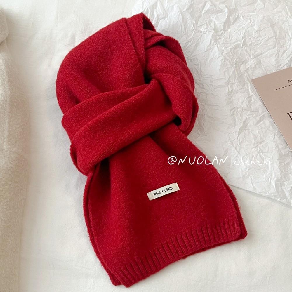 Solid color atmosphere versatile soft waxy wool blended knitted scarf women's autumn and winter white student wool scarf wholesale